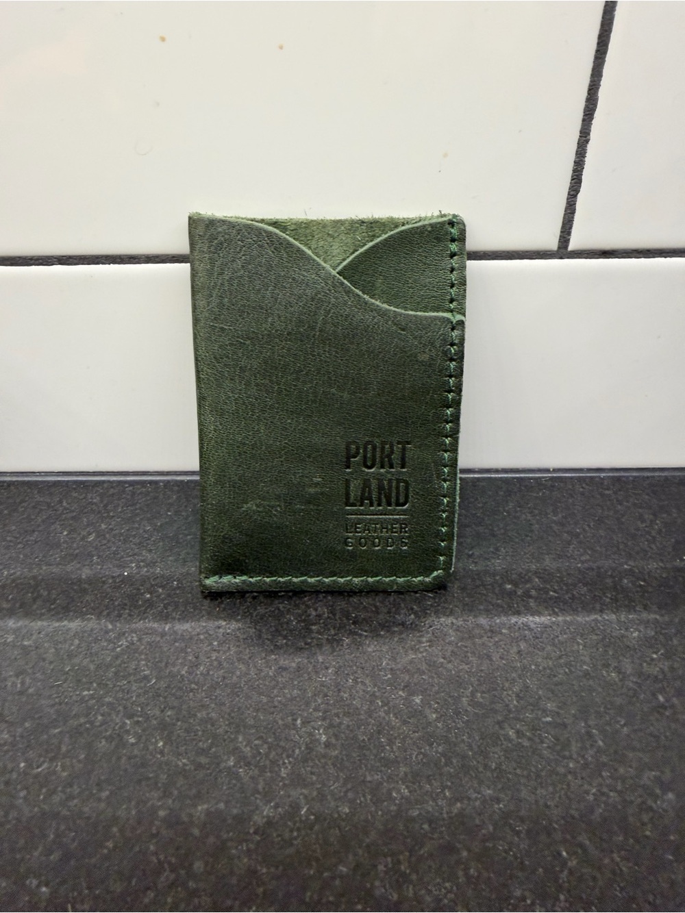 Portland Leather Green Slim Card Holder Wallet